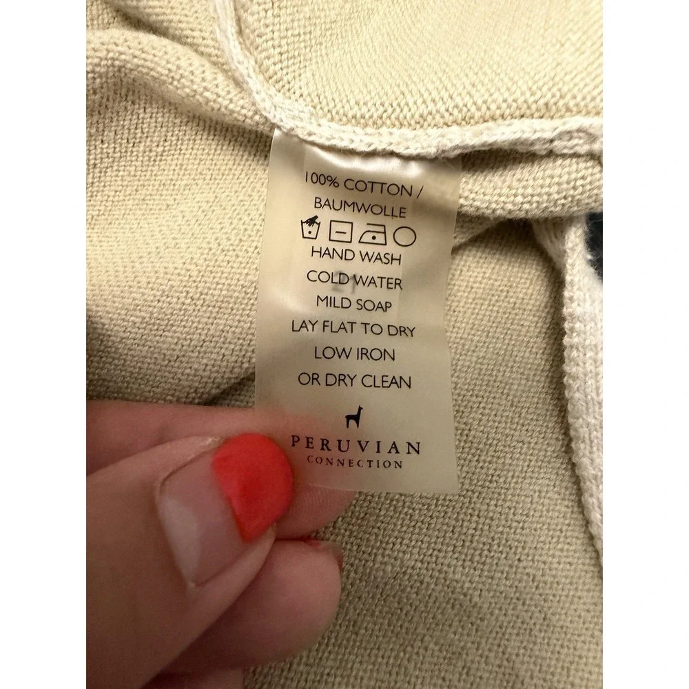 Peruvian Connection Knit Hoodie Womens Sz S Cotton Pouch Pocket Side Slit Lounge